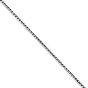 1.2mm, 14k White Gold, Solid Parisian Wheat Chain Necklace, 16 Inch